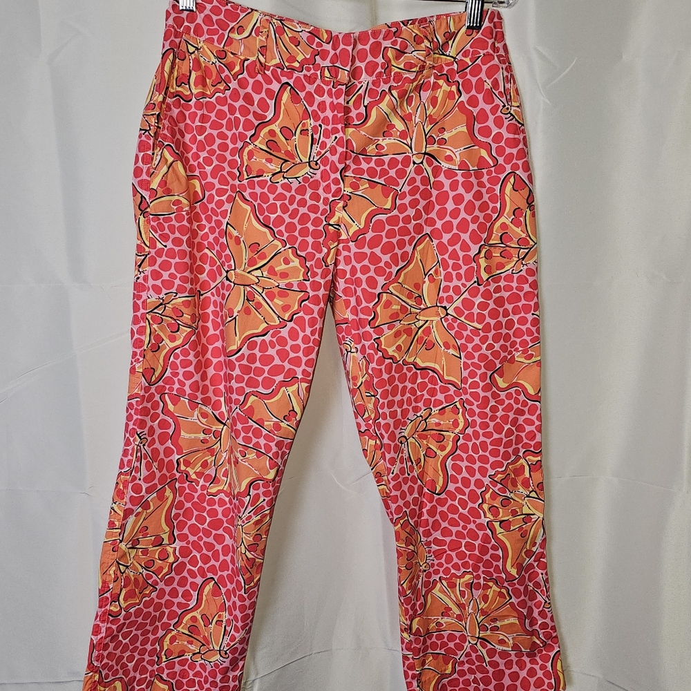 Lilly Pulitzer Pink & Orange Butterfly Print Capris